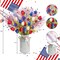 20in Patriotic Artificial Berry Stem Picks in Vase, 10pcs Red White and Blue Flowers Branches with Tulips Stars Pampas 4th of July Centerpieces for Tables Independence Day